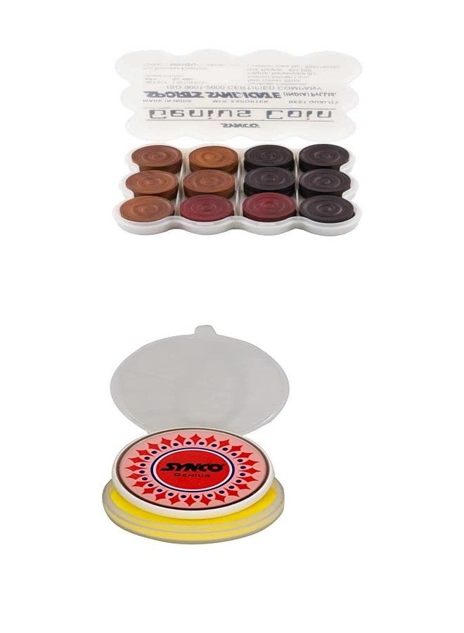 Synco Wooden Carrom Coins Set with Carrom Striker Professional 15g Combo Set, Assorted Color (Genius Striker with Genius Coins),for adult - Image 1